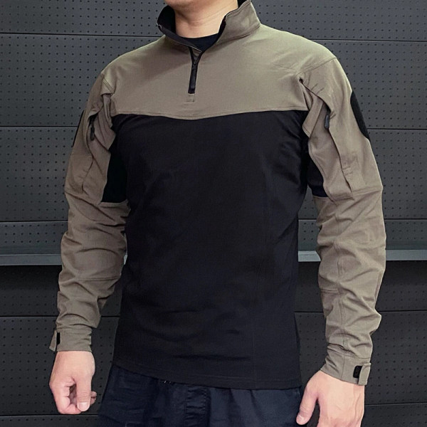 Men's outdoor sports stand-up collar stitching long-sleeved T-shirt top