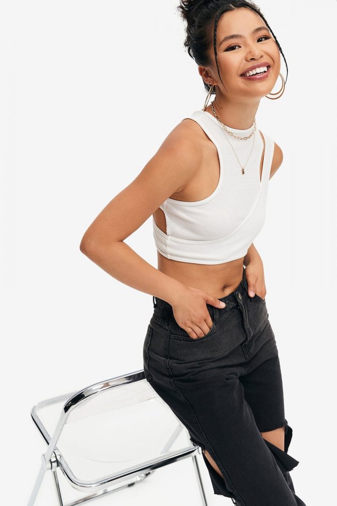Solid Cut Out Ribbed Crop Top