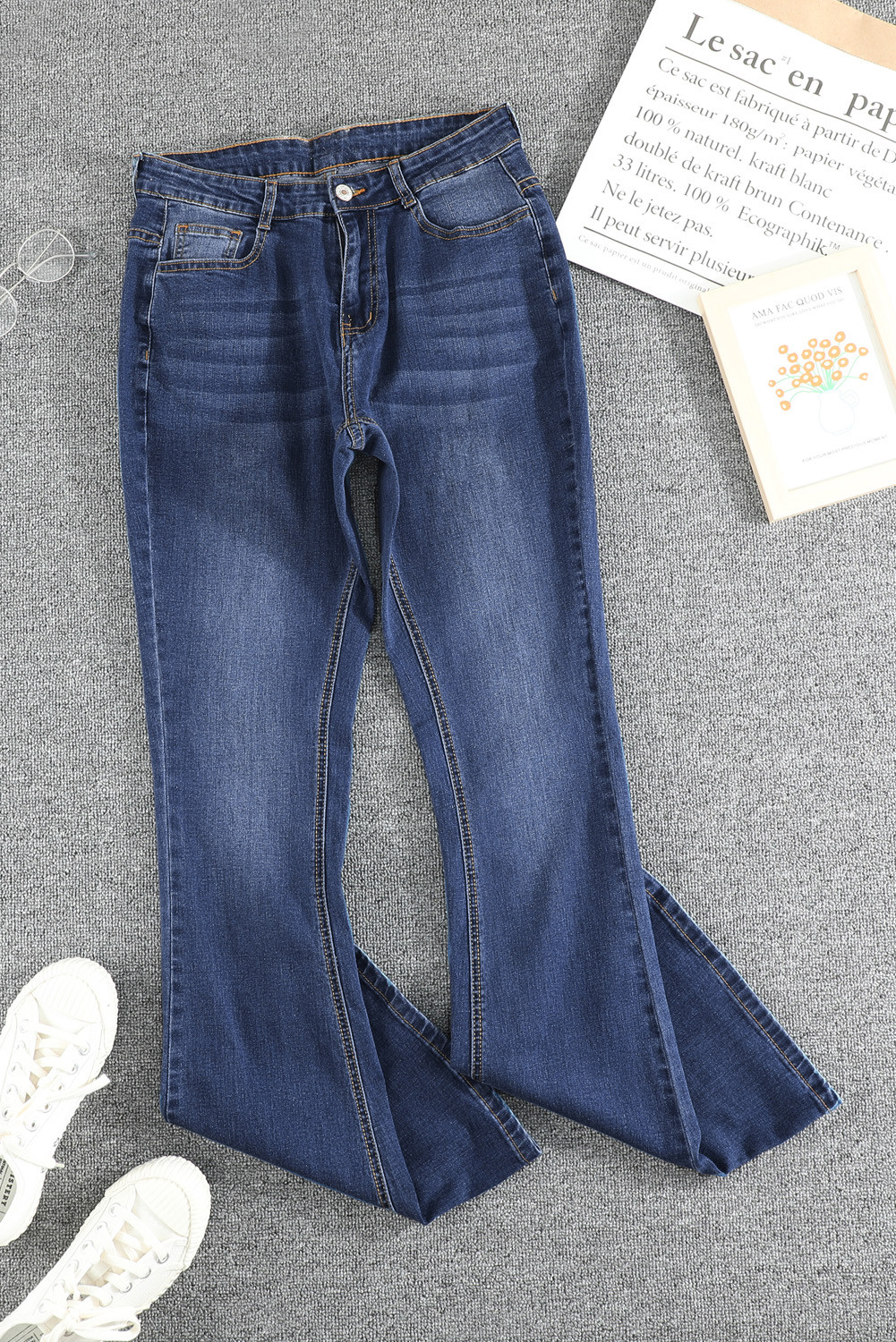 Medium Blue Wash Vintage Wide Leg Jeans