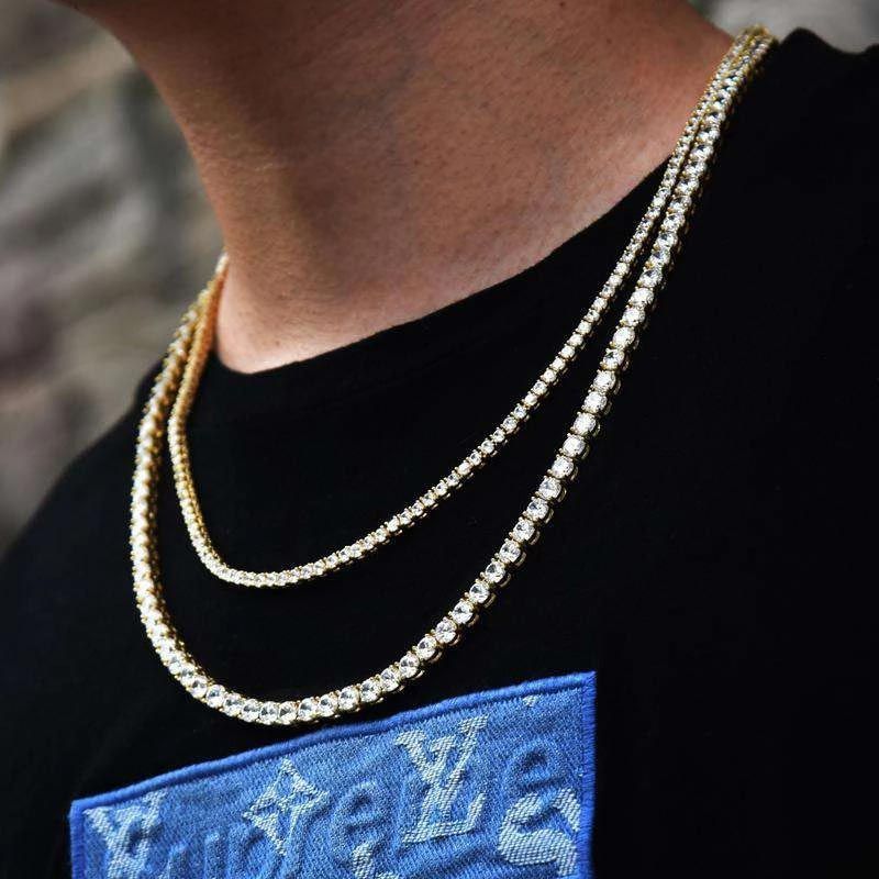 Helloice 3mm 18K Gold Tennis Chain + 5mm Gold Tennis Chain Set