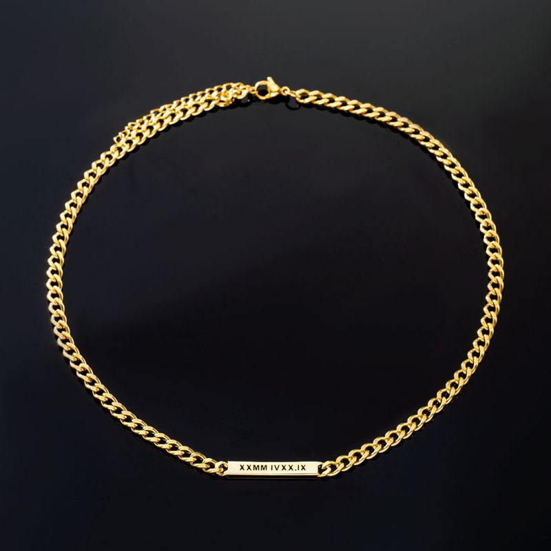 Helloice 5mm Personalized Engraved Cuban ID Necklace in Gold