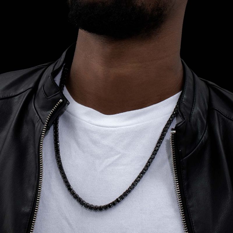 Helloice 5mm Black Stones 18K Black Gold Tennis Chain