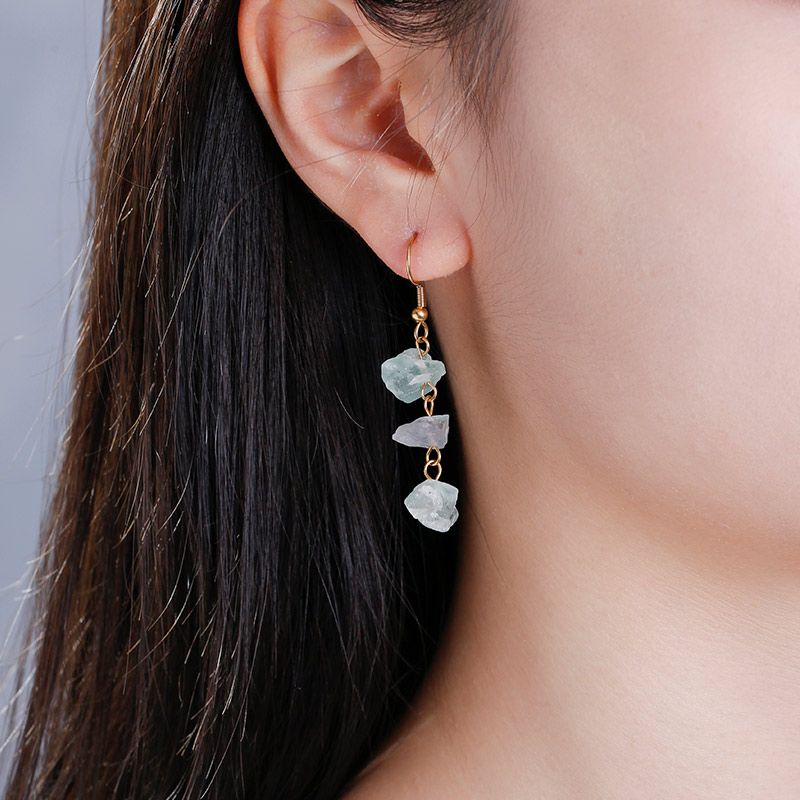 Jeulia "Concentration" Natural Fluorite Drop Earrings