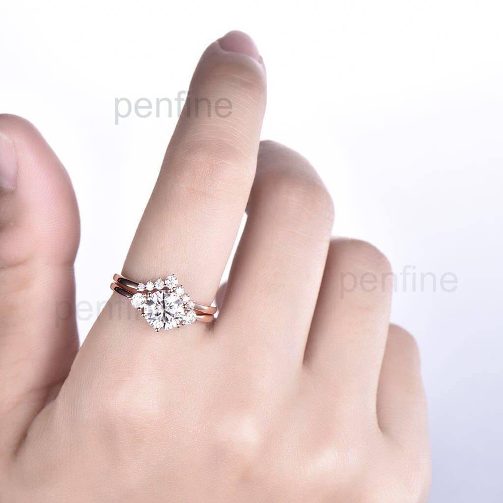 Vintage Three Stone Moissanite Engagement Ring