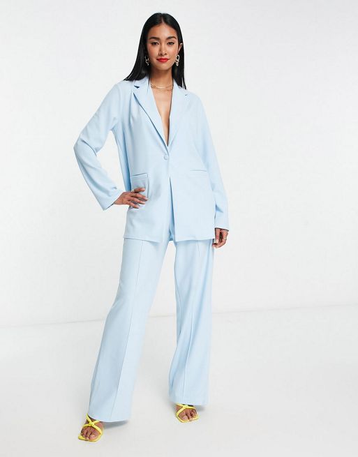 ASOS DESIGN jersey slouch suit in pale blue