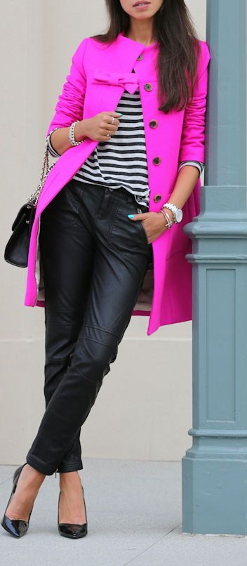 Fuchsia JCrew Bow Coat Fuchsia JCrew Bow Coat