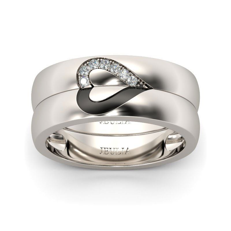 Jeulia Love Shape Sterling Silver Band Set