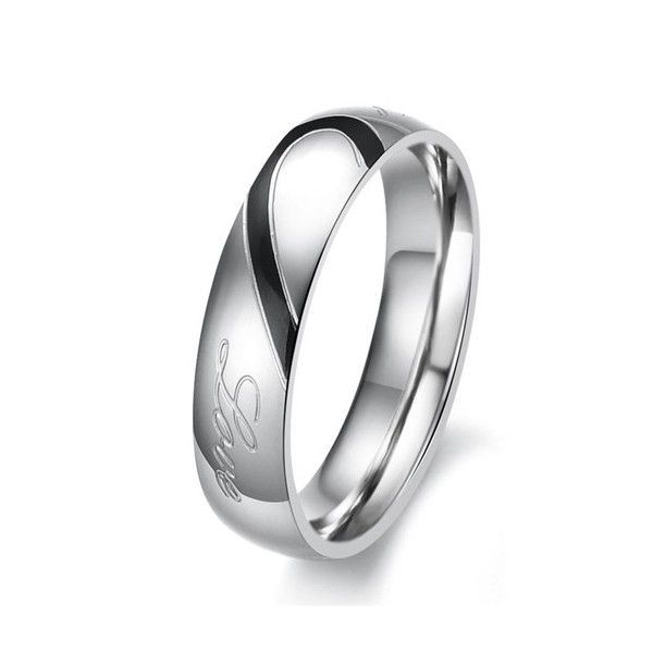 Jeulia Two Tone Heart Titanium Steel Men's Band