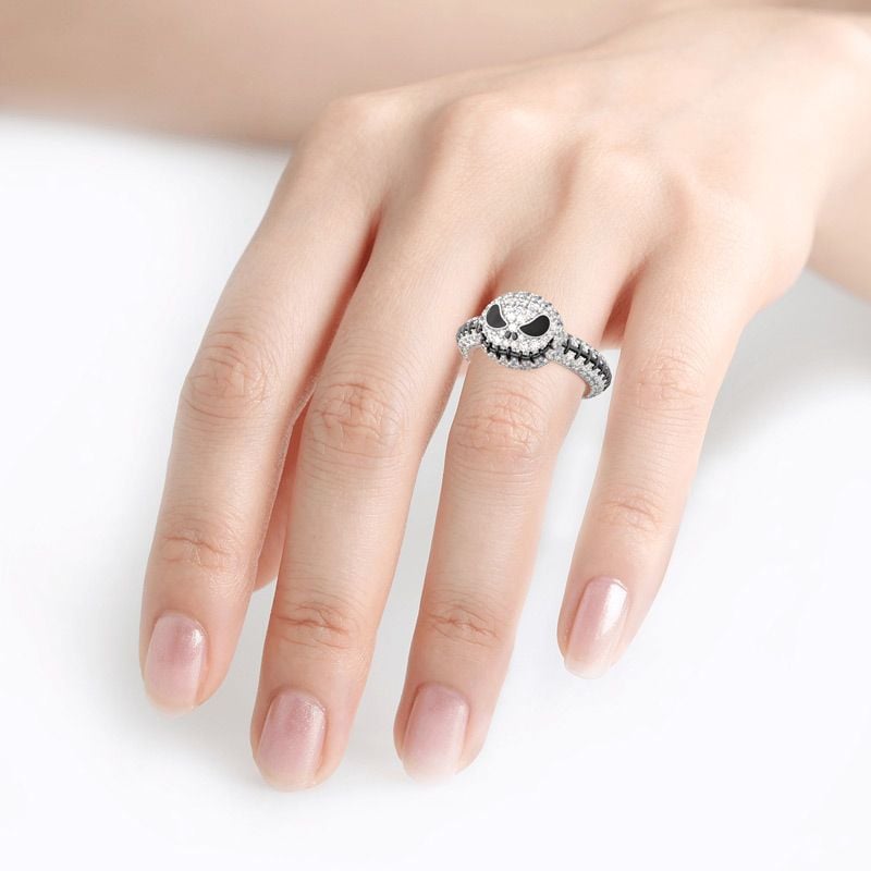 Jeulia "Pumpkin King" Cute Halloween Christmas Gift Sterling Silver Skull Ring