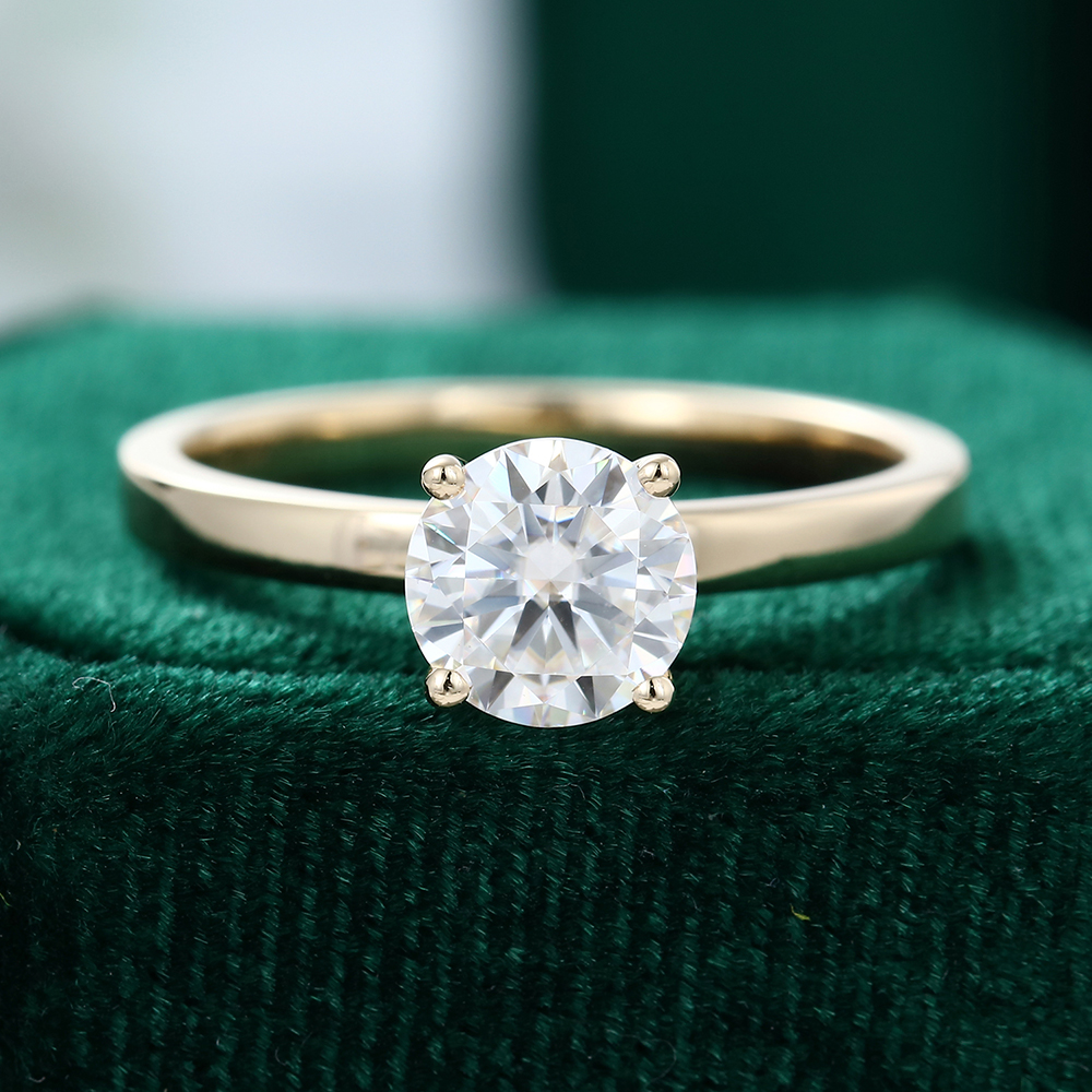 Yellow Gold Simple Solitaire Moissanite Engagement Ring