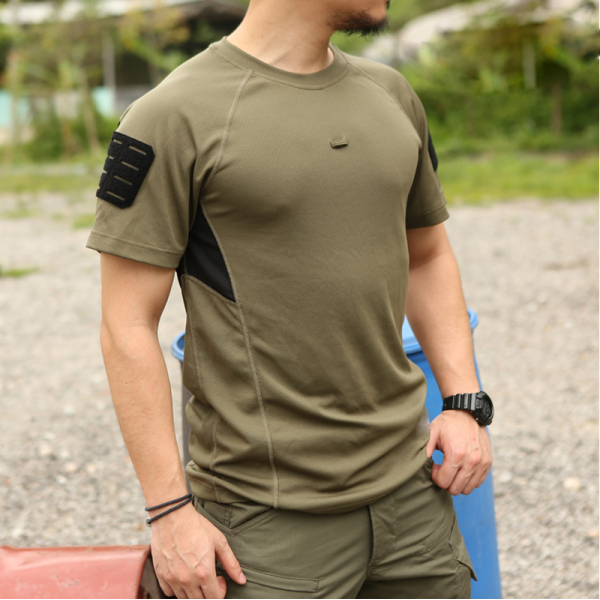 Mens Breathable Quick-Drying Tactical Velcro T-Shirt