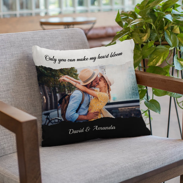 Custom Photo Collage, Personalized Text Pillow