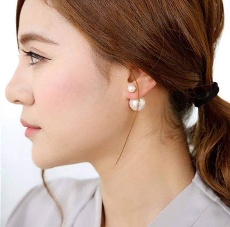 Silver Pearl Double Sided Earrings