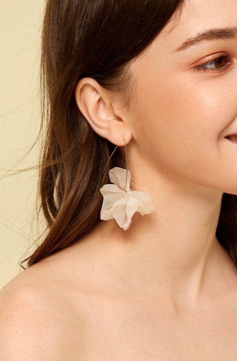 White Flower Petal Earrings