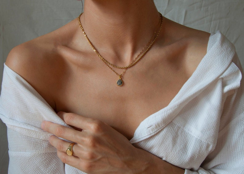 Labradorite Necklace Gold Filled Chain