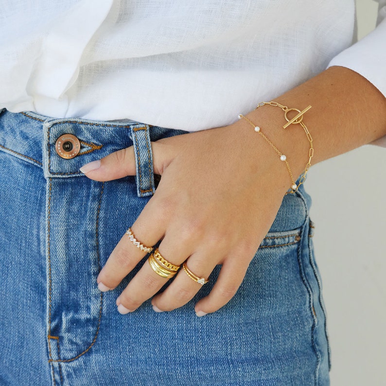 Link bracelet, T bar bracelet, chain bracelet, gold bracelet, minimal jewelry, dainty gold bracelet, paperclip bracelet, toggle bracelet