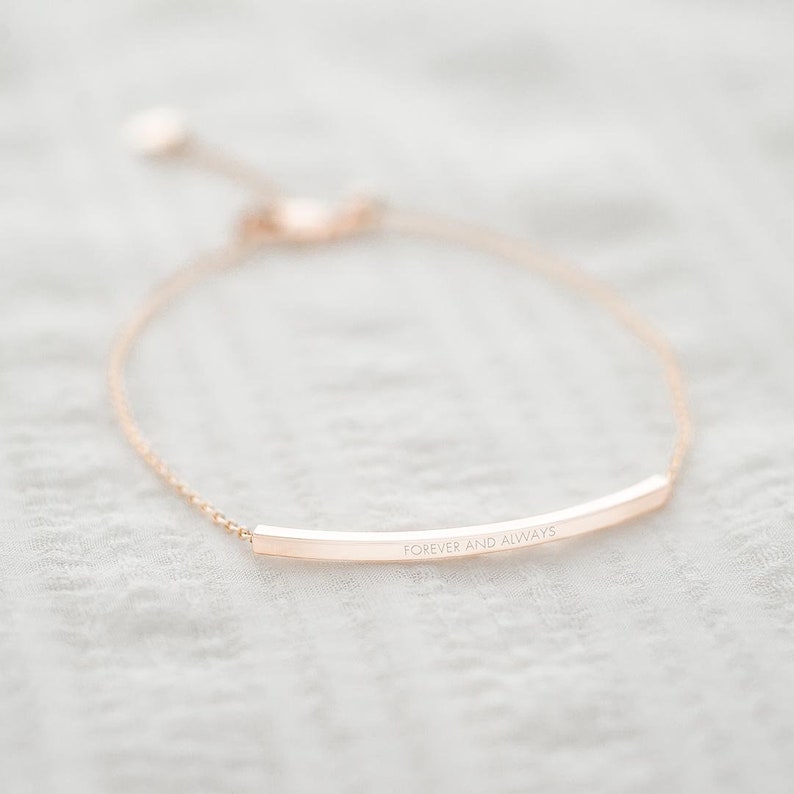 Curved Skinny Bar Personalised Message Slider Bracelet