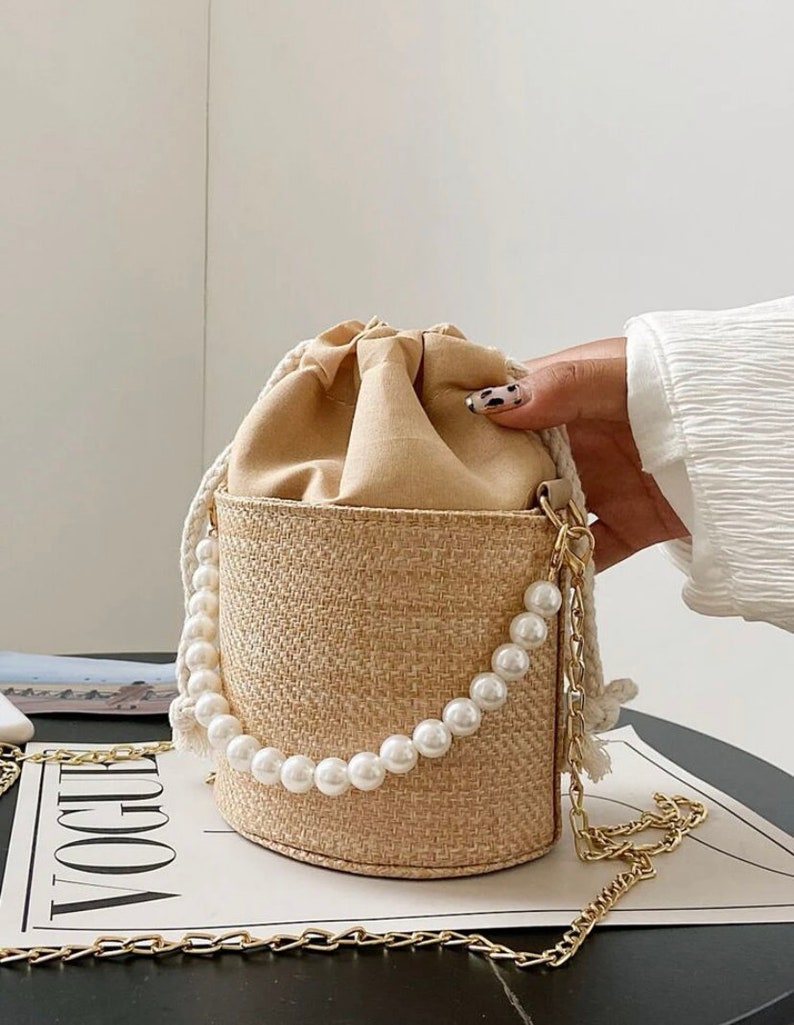 Personalised bridal Pearl handbag, woven bag