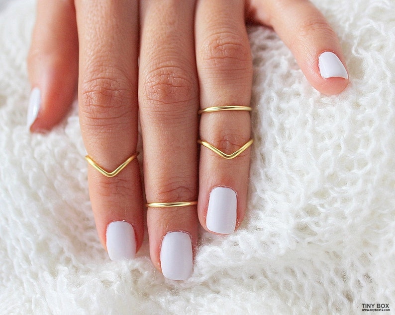 4 Gold Knuckle Ring Set