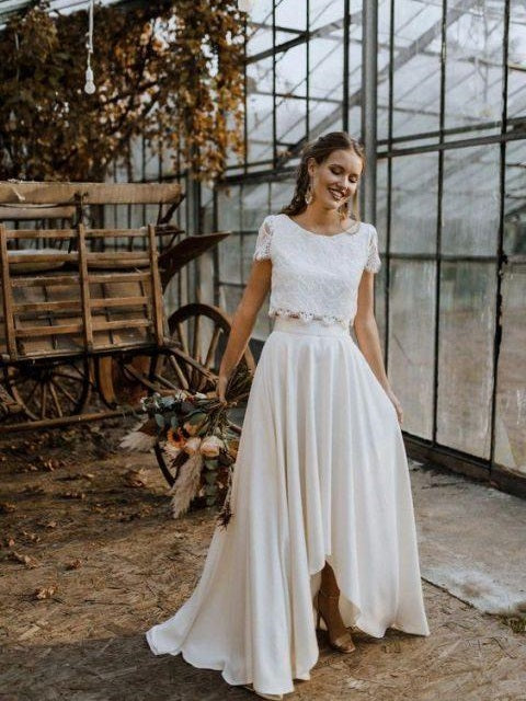 Cap Sleeves Lace Bridal Separates
