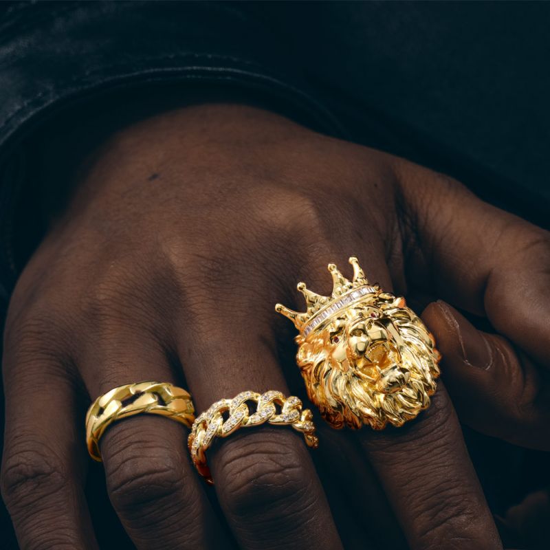 Helloice King Crown Lion Ring in Gold