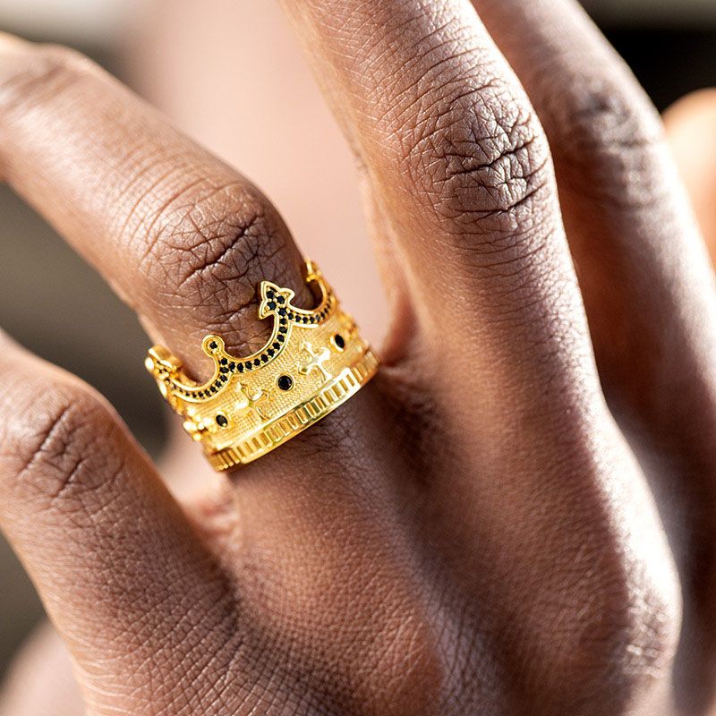 Helloice Iced Cross King Crown Ring