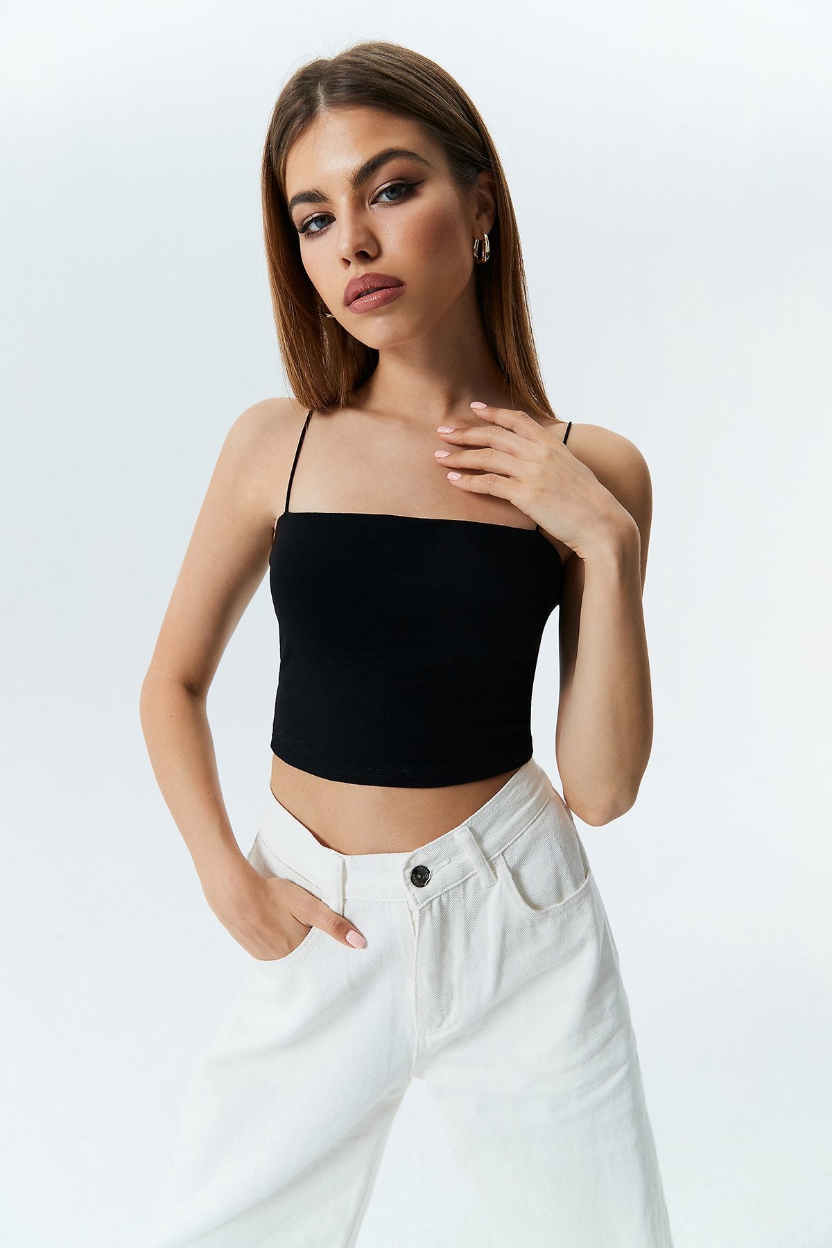 Crop Solid Cami Tank Top